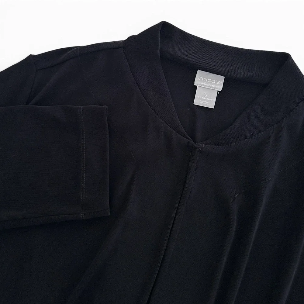 Chico's Travelers Women's XL Black Size 3 Open Front Drawstring Cardigan NWOT